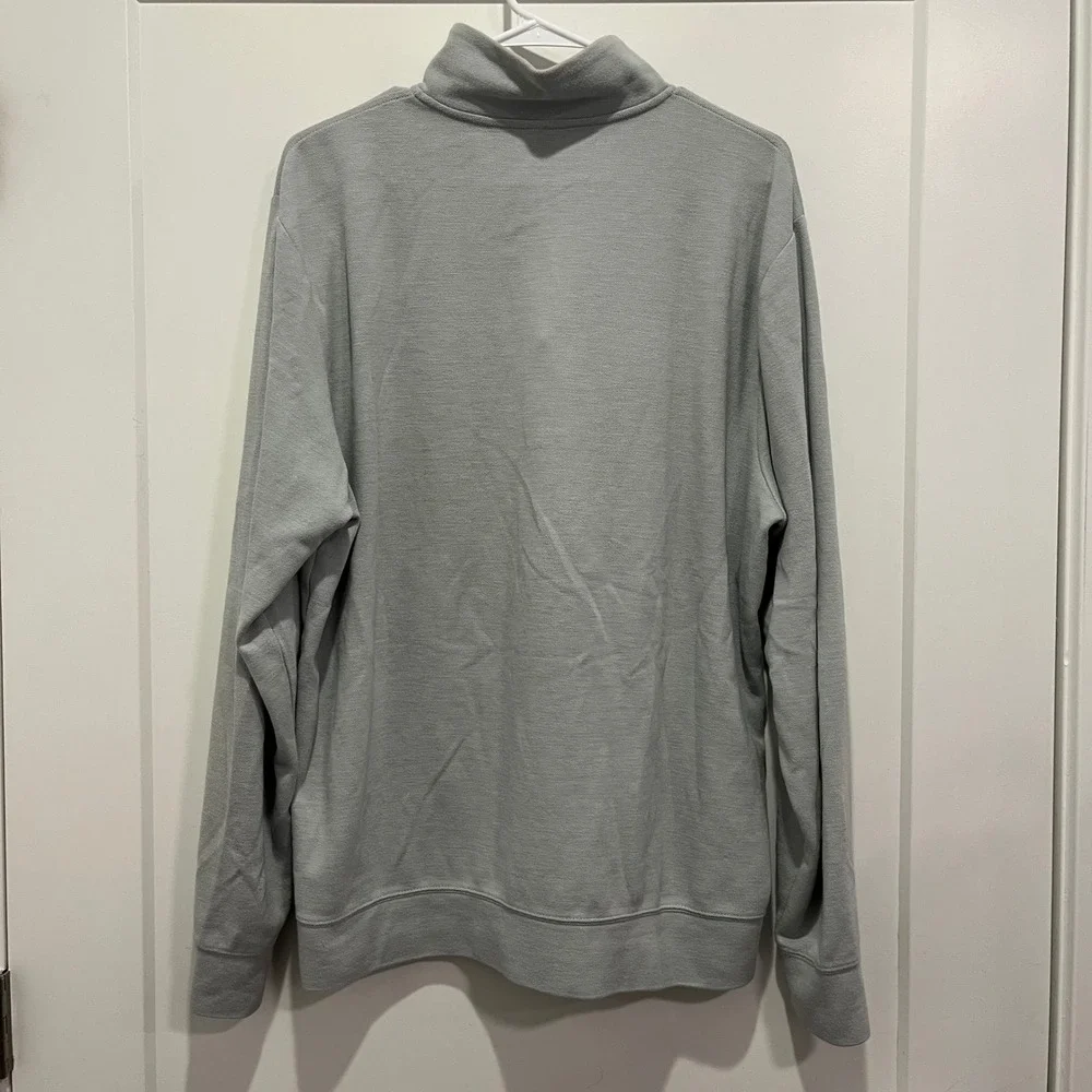 Vineyard Vines Mens Large Grey Pique Cotton Blend Quarter Zip Pullover Sweater